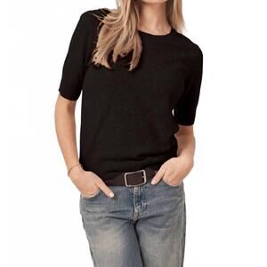 NEW REPEAT CASHMERE crew neck pullover in black